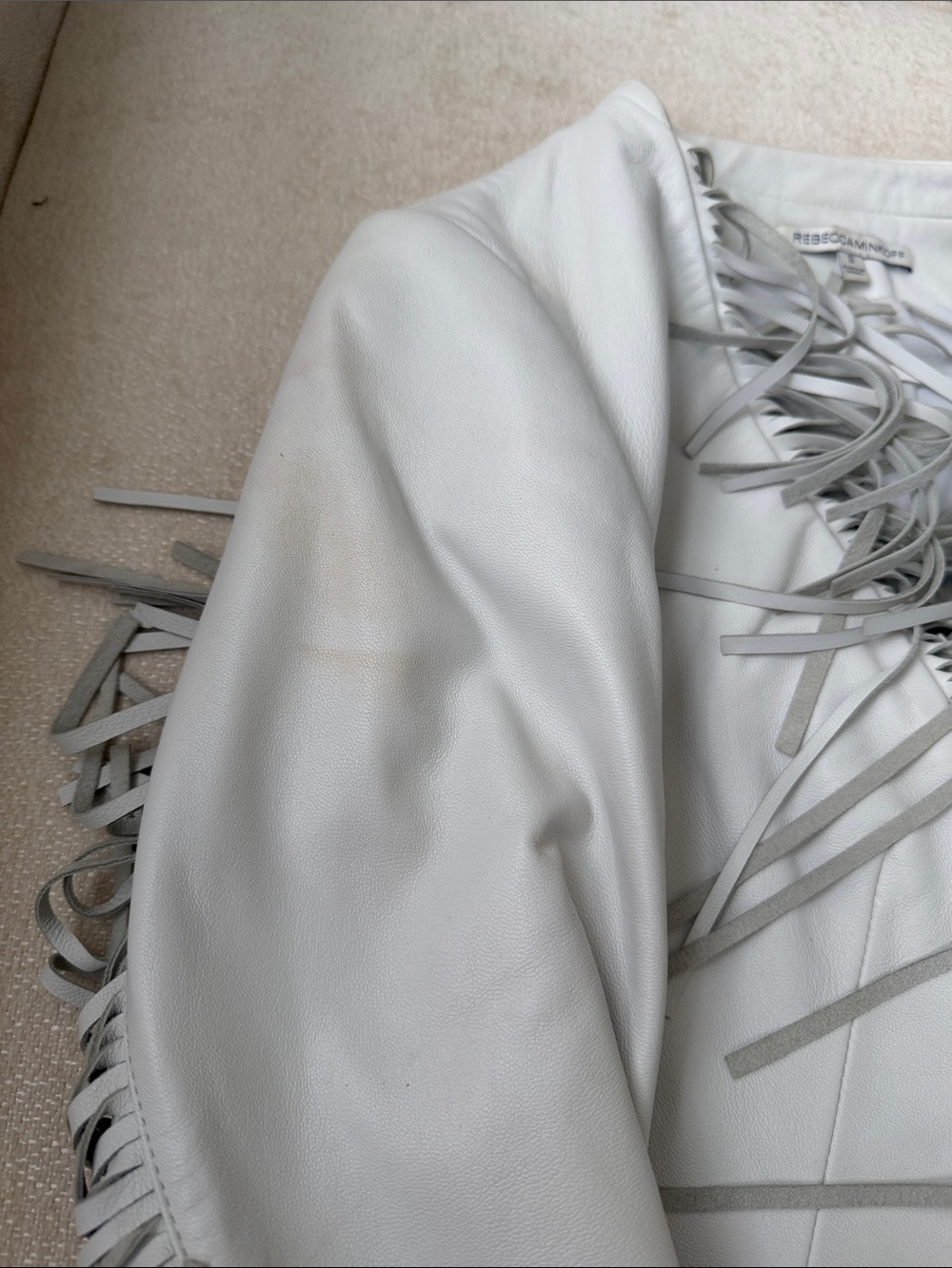 Rebecca Minkoff WHITE Fringe Leather Jacket - Picture 9 of 9